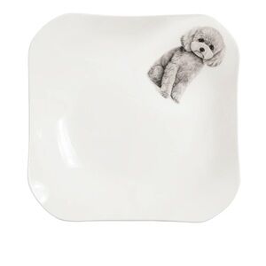 [Petorama] Dog Portrait Porcelain Square Plate - Poodle Grey